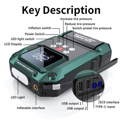Jump Starter with Air Compressor,2000A 150PSI Car Jump Starter,21800mAh Battery Jump Starter Portable,12V Jump Box with Smart Jumper Cable LCD Display,Lights(Up All Gas/12.0L Diesel)