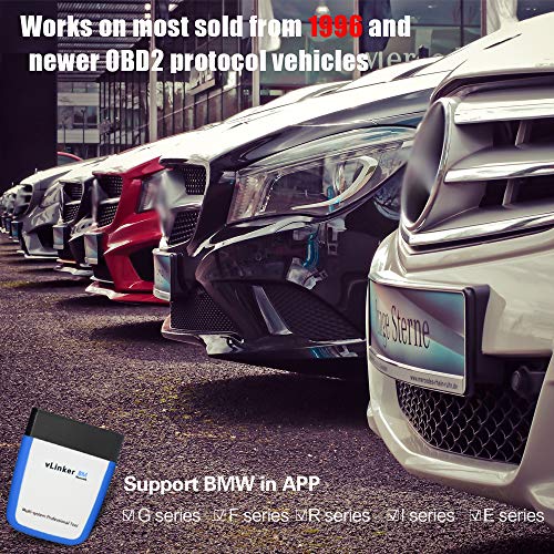 Vgate vLinker BM OBD2 Bluetooth Code Reader for Android & Windows, OBDII Scan Tool for BimmerCode - size: vLinker BM BT3.0 - Android & Windows