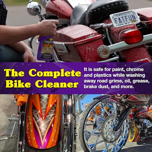 Wizards Complete Bike Wash - Motorcycle Cleaner Spray, Foaming pH-Controlled Formula Lifts Road Grime, Brake Dust and Engine Grease from Paint, Chrome and Plastics for Bike Detailing - 1 Gallon - size: 1 Gallon