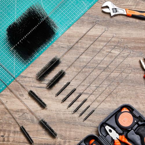 Reallnaive 12 Pcs Engine Brush Kit Car Engine Brush Cleaning Kit Long Nylon Brushes for Auto Cleaning