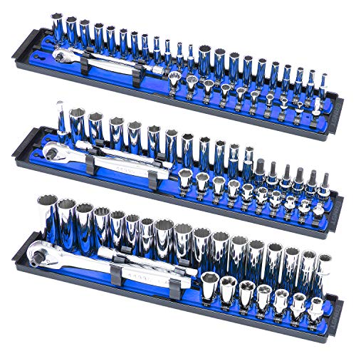 ERNST Socket Boss Combo 3-Pack, Socket Rail Organizers, Blue (8511A) - Made in the USA - color: Blue