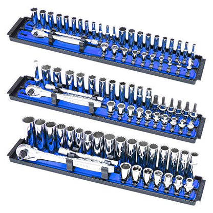 ERNST Socket Boss Combo 3-Pack, Socket Rail Organizers, Blue (8511A) - Made in the USA - color: Blue