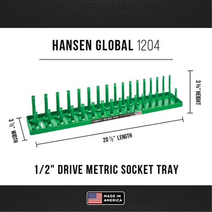 Hansen Global 92001 SAE & Metric, 2-Row Socket Tray Set - 6-Pieces, Green - color: Green