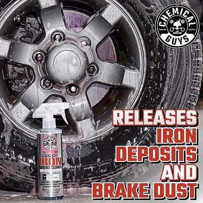 Chemical Guys, Decon Pro Iron Remover & Wheel Cleaner, Fallout Spray, 16 oz | Dissolves bonded iron, brake dust and fallout on wheels, calipers and paint, changing color as it works