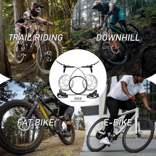 TOBWOLF MTB Hydraulic Disc Brake Set, Four-Piston Bike Brake Upgrade Kit | 160mm Rotors & Ceramic Pads | Left Front 85cm and Right Rear 145cm Hoses | Brake Conversion Kit for MTB & E-Bike - color: Upgrade Hydraulic Disc Brake Set - Four Piston