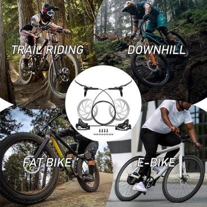 TOBWOLF MTB Hydraulic Disc Brake Set, Four-Piston Bike Brake Upgrade Kit | 160mm Rotors & Ceramic Pads | Left Front 85cm and Right Rear 145cm Hoses | Brake Conversion Kit for MTB & E-Bike - color: Upgrade Hydraulic Disc Brake Set - Four Piston
