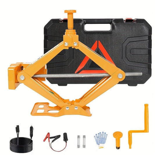 Electric Scissor Car Jack 3 Ton 12V Portable Automatic Lift Jack, 170‑420mm Lifting Range Floor Jack for Tire Change, Roadside Emergency Repair Tool for Sedan SUV