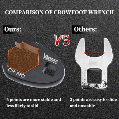 21Pcs Crows Foot Wrench Set 1/2" and 3/8" Drive Flare Nut Crowfoot Set | Metric 8-32mm 6 Point Crows Feet Wrenches, Flare Nut Wrench Kit for Removing Nuts from Hard-to-Reach Areas