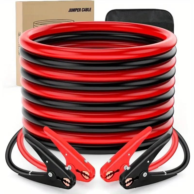 Heavy Duty Jumper Cables, 20 Ft, 2 Gauge, 800A, Car/Truck/Van/SUV, Carrying Bag, 10 Year Warranty