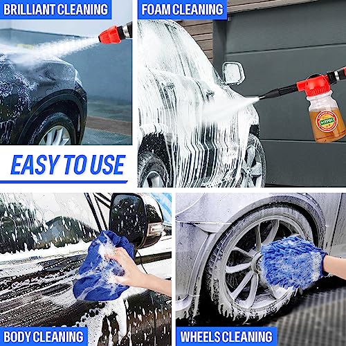 16 IN 1 Car Wash Foam Gun,Adjustable Hose Wash Sprayer for Car/Garden Clean | with 2.5 to 6 Bars Foam Blaster, Garden Hose Car Foam Sprayer, Use with 1/2” Quick Connector, Car Accessories(Clear) - color: Clear