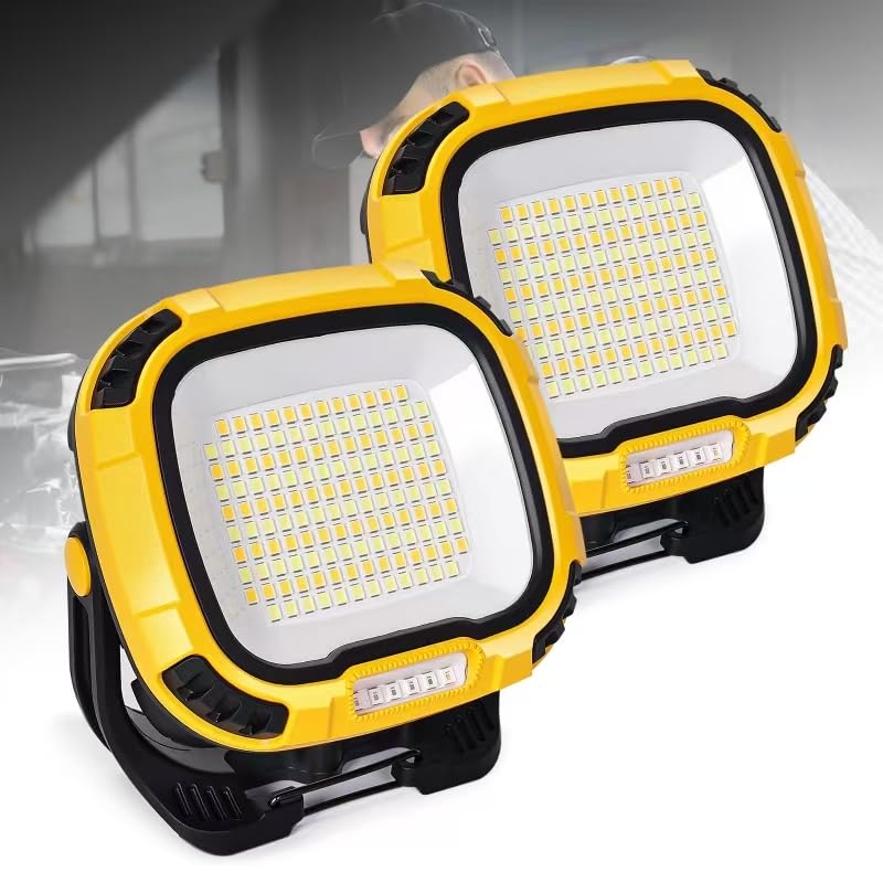 6000mAh Magnetic Work Light Rechargeable with 4000 Lumen IP65 Waterproof, 30H Runtime, 4 Brightness & 4 Color Modes with Red SOS, Strong Magnet Base for Car Repair, Camping, Emergency 2PC