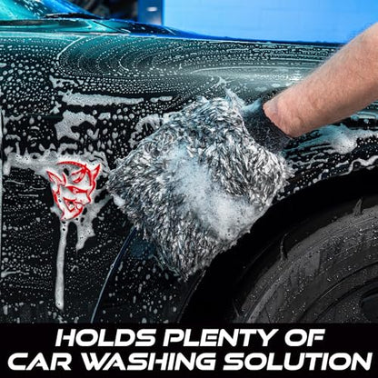 VIKING Car Wash Mitt, Premium Microfiber for Car Cleaning, Black and White, 10 inch x 8 inch, 2 Pack