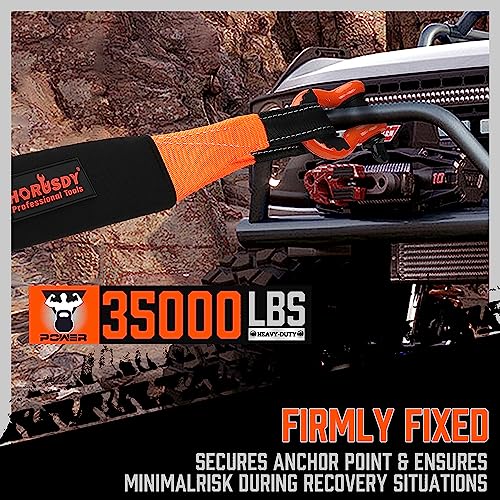 HORUSDY Nylon Heavy Duty Tow Strap Recovery Strap with Hooks 3" x 30Ft - 35,000 LBS Break Strength, 3/4 D Ring Shackles (2pcs), Recover Your Vehicle Stuck in Mud/Snow - style: 35,000 LBS Break Strength, 3/4 D Ring Shackles (2pcs)