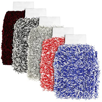 Tallew 5 Pcs Microfiber Car Wash Mitt Absorbent Detailing Washing Gloves Automotive Car Cleaning Supplies for Cars Motorcycles SUVs Trucks Boats, 7 x 11 Inches(Classic) - color: Blue, Black, Red, White, Grey