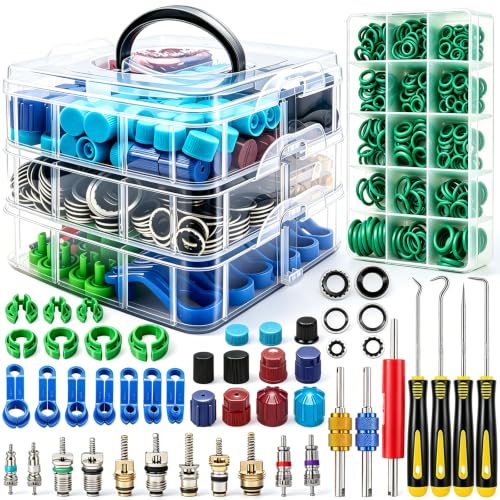 TWTADE 6 Set Car AC Repair Kit - AC Valve Core & Valve Cap Kit, O Rings, Remover & Hook Picks Tool, Fuel Line Disconnect Tools, Compressor Seal Replacement Set for Air Conditioner System Maintenance - color: Multicolor - 517Pcs