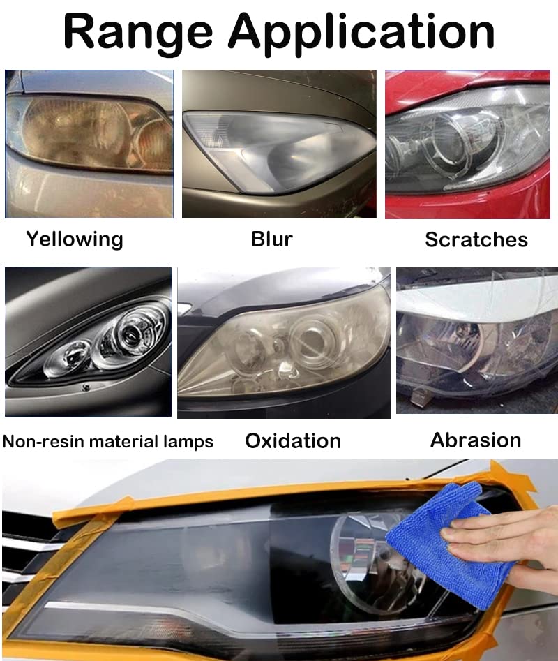 800g Auto Headlight Restoration Liquid, Car Headlight Scratch Restoring Fluid Headlight Repair Polish Cleaner, Headlight Restoration Kit Refill Bottle for Polishing, Restoring Dull Yellow Headlamp - size: M