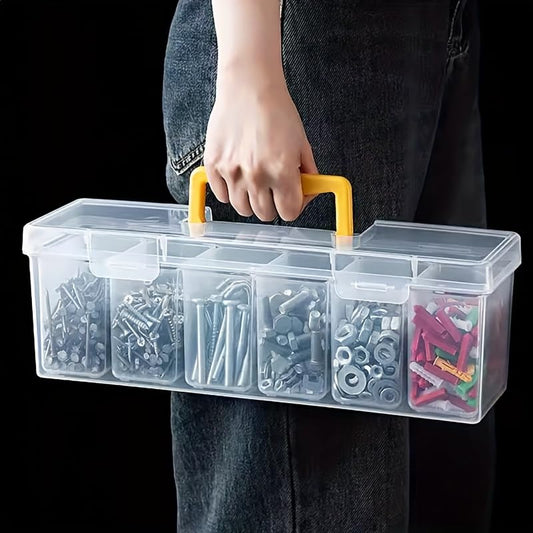 7 Pcs Tool Parts Storage Box, 6 Small & 1 Large Multi-Case Organizer, Transparent Portable Hardware Box for Screws, Nuts, Wrenches, Jewelry & Small Parts - color: clear