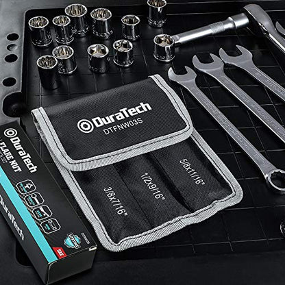 DURATECH Flare Nut Wrench Set, SAE, 3-Piece | 3/8", 7/16", 1/2", 9/16", 5/8", 11/16", CR-V Steel, Organizer Pouch Included - size: 3pc, SAE