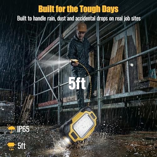 Magnetic Work Light Rechargeable, 8000mAh Dual Light Source COB LED Work Light with 8 Lighting Modes, IP65 Waterproof, Portable Flashlight with 2 Strong Magnets & Hook for Mechanic Car Repair Camping