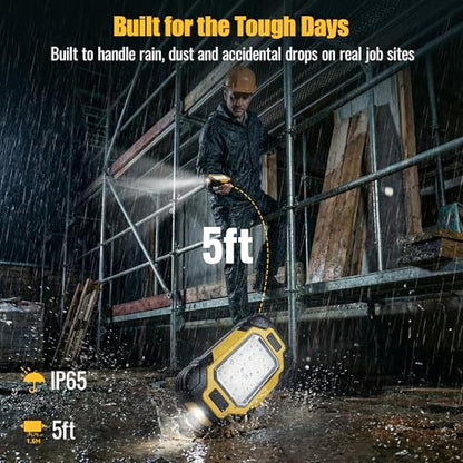 Magnetic Work Light Rechargeable, 8000mAh Dual Light Source COB LED Work Light with 8 Lighting Modes, IP65 Waterproof, Portable Flashlight with 2 Strong Magnets & Hook for Mechanic Car Repair Camping