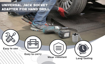 Scissor Jack Adapter, Universal Jack Socket Adapter for Hand Drill, for Scissor Car Jack, Easy Tire Change Tool with a 1/2 in Adapter Bit