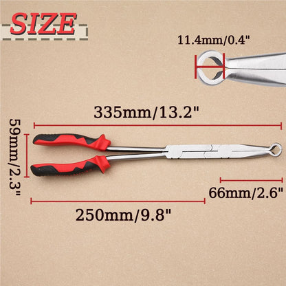 13 Inch Long Reach XL Pivot Ring Nose Pliers with Serrated Jaw for Hard to Reach Spaces - style: Ring Nose