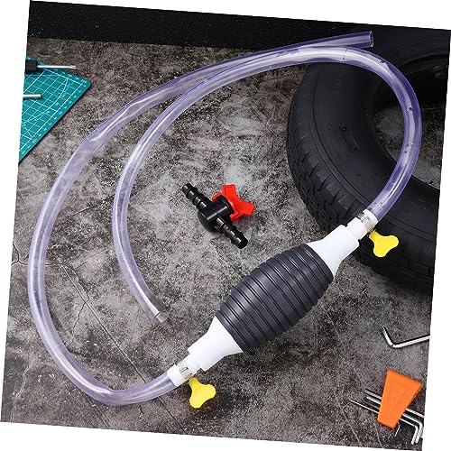 1set Manual Transfer Pump Kit Siphon Hose and Check Valve Portable Hand Pump for Gas Oil and Water Plastic and Stainless Steel Design Easy for Home and Automotive Use