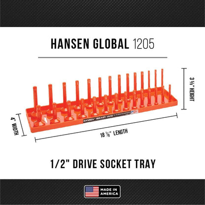Hansen Global 92002 SAE & Metric, 2-Row Socket Tray Set - 6-Pieces, Orange - color: Orange