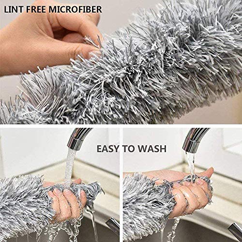 DELUX Microfiber Feather Duster Extendable Duster with 100 inches Extra Long Pole, Bendable Head & Long Handle Dusters for Cleaning Ceiling Fan, High Ceiling, Blinds, Furniture & Cars Gray - color: Gray