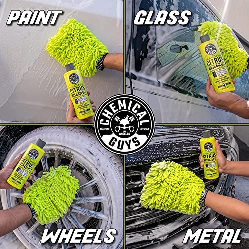 Chemical Guys CWS_301_64M Car Wash Starter Bundle - Citrus Wash & Gloss Foaming Car Wash Soap, 64 oz (Half Gallon) Citrus Scent + Chenille Wash Mitt (2 Items) Works on Cars, Trucks, SUVs, RVs & More - size: 64 oz