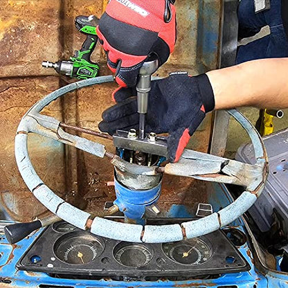OEMTOOLS 20Pc Steering Wheel Puller Set for All Major Makes and Automobiles | 5 Steering Wheel Pullers in 1, Sizes Included 1/4" x 28, 8 mm x 1.25, 5/16" x 18, 5/16" x 24, and 3/8" x 16