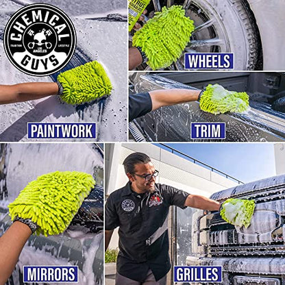 Chemical Guys CWS_301_16M Car Wash Starter Bundle - Citrus Wash & Gloss Foaming Car Wash Soap, 16 oz, Citrus Scent + Green Chenille Wash Mitt (2 Items) Works on Cars, Trucks, SUVs, RVs & More - size: 16 oz