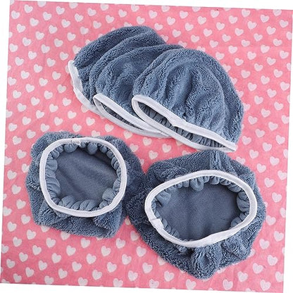 5-Piece Coral Fleece Car Polishing Waxing Bonnet Set 9-10 Inch Soft Grip Pads for Dual-Action Polishers for Auto Detailing and Buffing