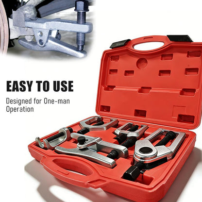 5 Piece Ball Joint Separator, Pitman Arm Puller and Tie Rod End Tool Set | Front End Service Tool Kit, Heavy-Duty Suspension Removal Set with Portable Case