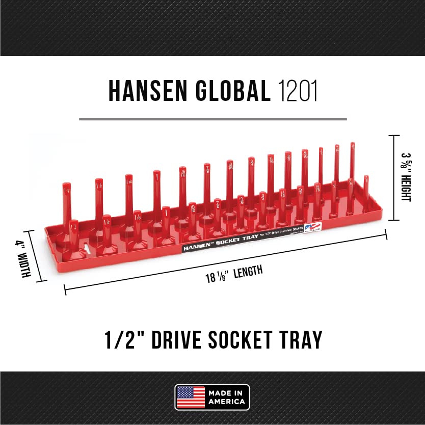 Hansen Global 92000 SAE & Metric, 2-Row Socket Tray Set - 6-Pieces, Red & Grey - color: Red & Grey