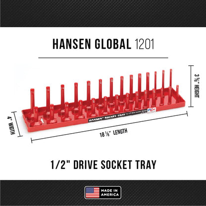 Hansen Global 92000 SAE & Metric, 2-Row Socket Tray Set - 6-Pieces, Red & Grey - color: Red & Grey