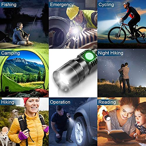 UV Flashlight Black Light, 3-in-1 Magnetic Flashlight Rechargeable, High Lumen Tactical LED Flashlight, 7 Modes Waterproof UV Light for Camping Emergencies Pet Urine Detection - color: 1pack flashlight