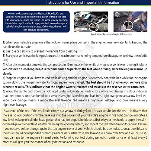 CS Engine Combustion Real-TIME Leak Tester - Cylinder Head Gasket CO2 Head Tester - Test While Driving - Petrol Diesel Gas - Engine Under Load Head Gasket Test Kit- 10 PCS in a Box