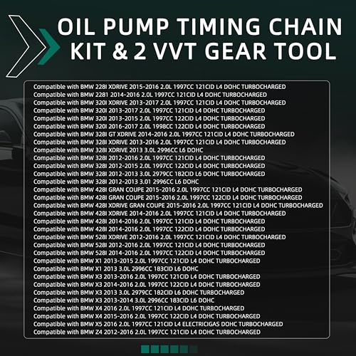 Oil Pump Timing Chain Kit & 2 VVT Gear Tool Compatible with BMW N20 N26 X4 X5 228 320 328 2.0L 3.0L 2012-2016