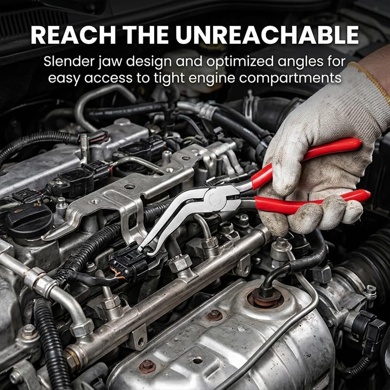 5PCS Automotive Electrical Disconnect Pliers Kit, Connector & Terminal Removal Tool Set with Hose Clamp Pliers, Trim Clip Remover for Car Fuel Line, Sensor & Wiring Harness (Red 1Set) - color: Red 1set