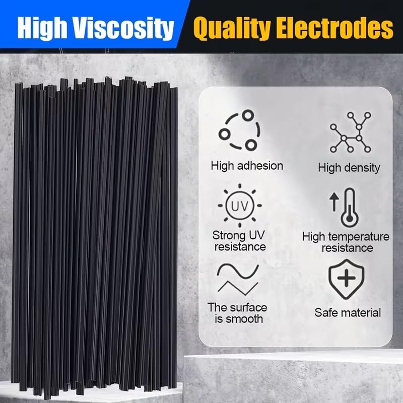 Plastic Welding Set, Including 20 Black Plastic Welding Rods and 2 Smoothing Heads, Professional Materals for Car and Motorcycle Body, Bumpers, Kayaks, and Pipe Repair, Weldings Gun Accessories