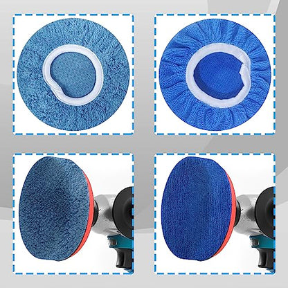 Buffing Bonnets Kit - 12pcs Polishing Bonnets for 9-10 Inch Orbital Buffer Polisher - color: 9-10inch-12pcs 4colors