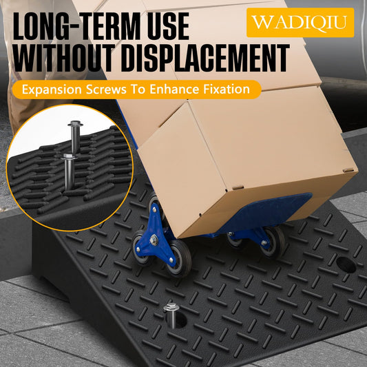 Rubber Curb Ramp,2 Pack,2" Rise Height,for Cars, wheelchairs | 8800lbs,with fixing bolts, Smooth transition fits vehicles & wheelchairs, lawn mowers,for driveways and sidewalks,shed. - size: 2" H