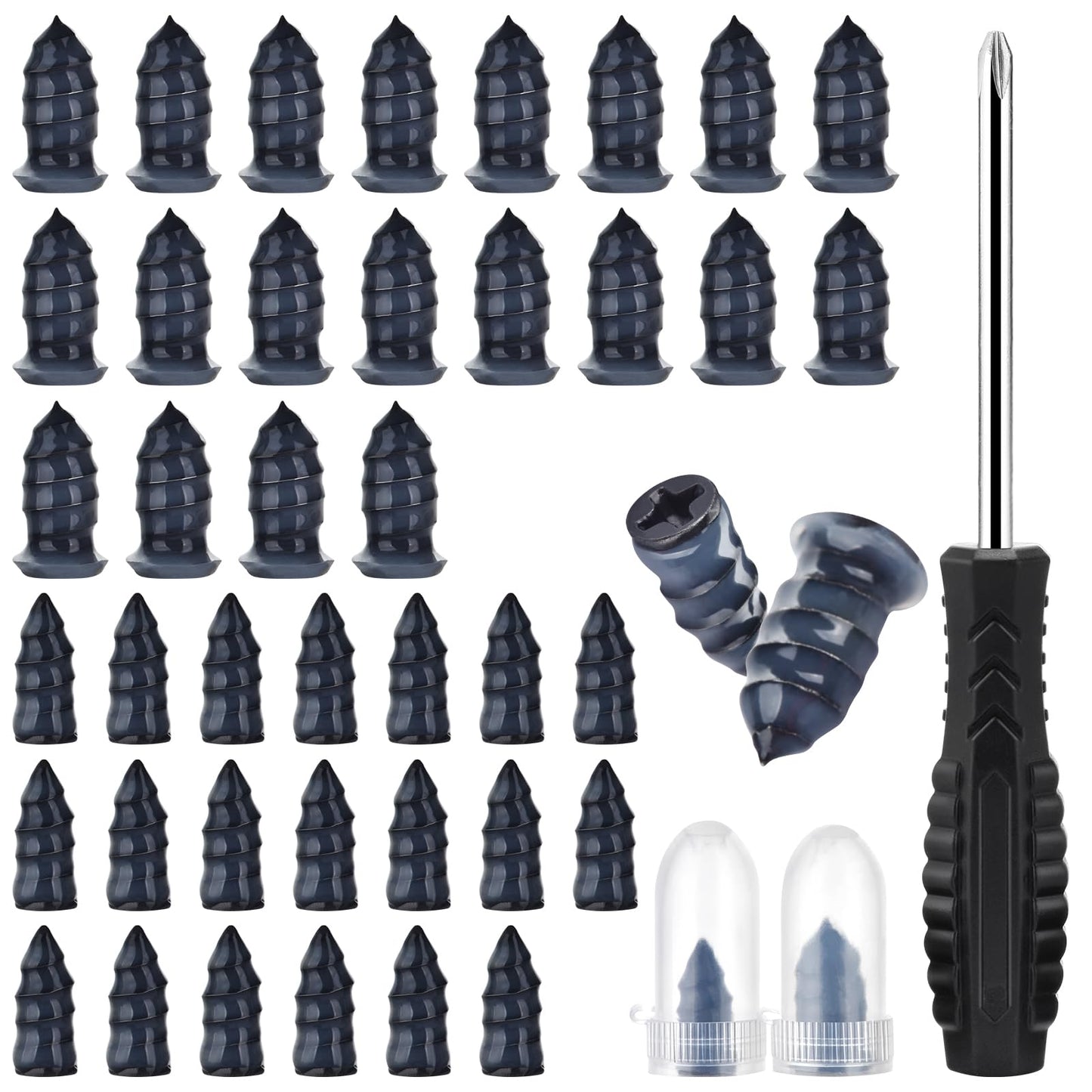 Screw in Tire Plugs Kit, Tire Repair Rubber Nail Kit with Screwdriver, Tire Repair Screws Suitable for Quickly Repairing Punctures in Car, Motorcycle, ATV, Truck and SUV Tires