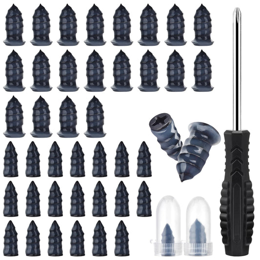 Screw in Tire Plugs Kit, Tire Repair Rubber Nail Kit with Screwdriver, Tire Repair Screws Suitable for Quickly Repairing Punctures in Car, Motorcycle, ATV, Truck and SUV Tires