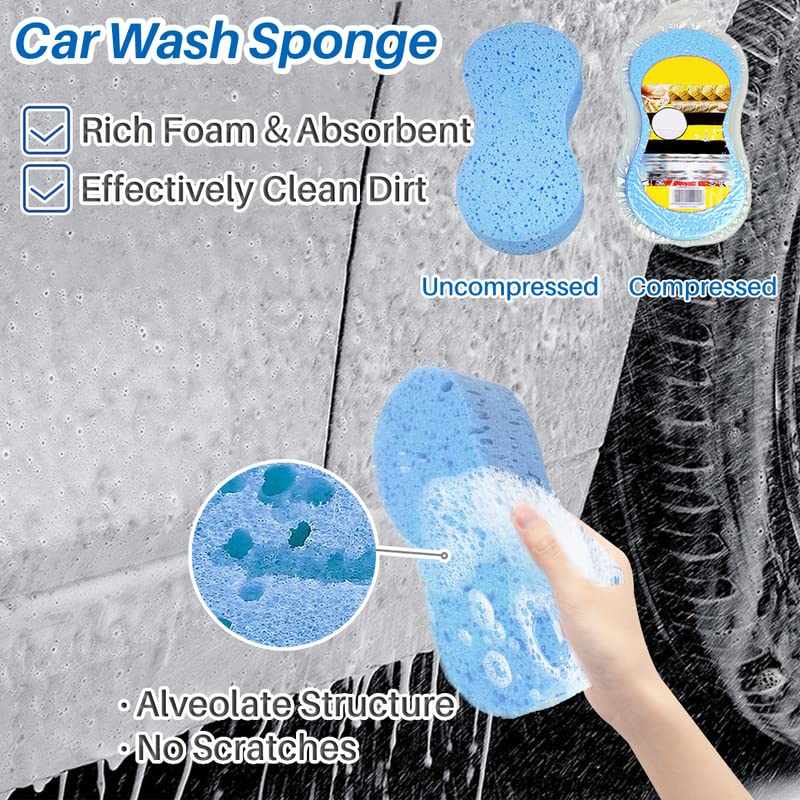 Car Cleaning Supplies Interior Car Detail Towel Exterior Wash Sponge Microfiber Wash Mitt Kit for Air Vents Dashboard Blue 3 Pcs - color: Blue