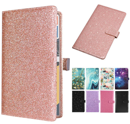 DMLuna Car Registration and Insurance Holder, Leather Vehicle Card Document Glove Box Organizer, Auto Truck Compartment Accessories for Essential Information, Driver License Cards, Glitter Rose - color: Glitter Rose, size: Magnetic Closure Style