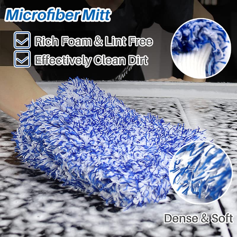 Car Cleaning Supplies Interior Car Detail Towel Exterior Wash Sponge Microfiber Wash Mitt Kit for Air Vents Dashboard Blue 3 Pcs - color: Blue