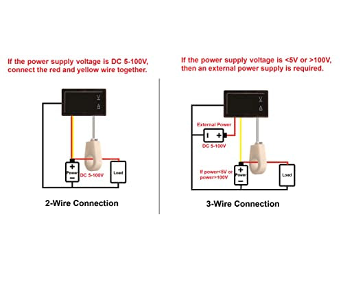 Volt Amp Meter, DC 5-100V 100A Dual Display Current Voltage Meter, Digital Mini Ammeter Voltmeter Gauge with Hall Effect Sensor Current Transformer